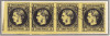 1866/67 LP18a CAROL FAVORITI 2 PARALE HARTIE SUBTIRE STRAIF DE 4 STAMPILA GRATAR, Stampilat