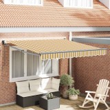 Marchiză retractabilă manuală cu dungi multicolore 350x250 cm