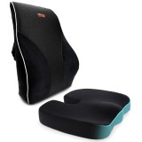 Set 2 Perne Ortopedice Linomag&reg;, Perna Sezut si Perna Lombara completa, din Spuma cu Memorie, Negru Intens
