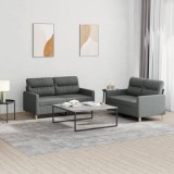 Gossi set de canapele cu perne, 2 piese, gri inchis, textil