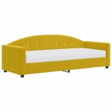 Cumpara ieftin Pat de zi cu saltea, galben, 80x200 cm, catifea