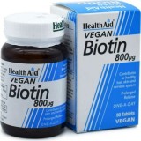 Health Aid Biotin Vitamina pentru Părul, Pielea &amp; Unghiile 800mcg 30 x 1 tablete