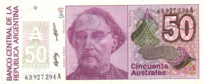 Argentina 50 Australes (nedatata; circa 1986-1989) - P-326b UNC !!! foto