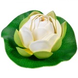 Floare Artificială Plutitoare, Model Nufăr, Diametru 10cm, Culoare Albă