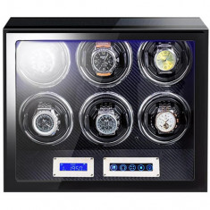 Cutie intors ceasuri automatice cu amprenta iUni, Luxury Watch Winder 6 Carbon