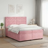 Cumpara ieftin Pat boxspring cu saltea cu headboard Roz 200 x 200 cm Catifea