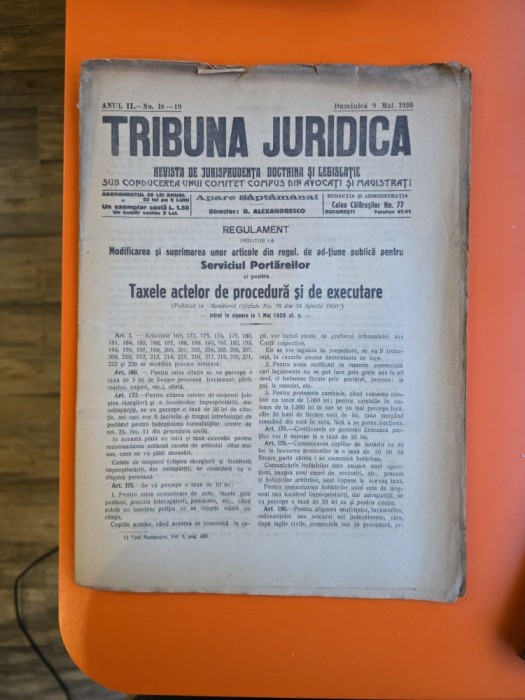 Tribuna Juridică nr. 18-19/9.05.1920 -
