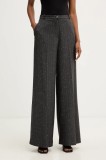 Haveone pantaloni culoarea gri, lat, high waist, PGE-P065