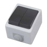 Intrerupator dublu aplicat, Horoz Atom 10A, 250V, IP54 / EXT 112-100-0006