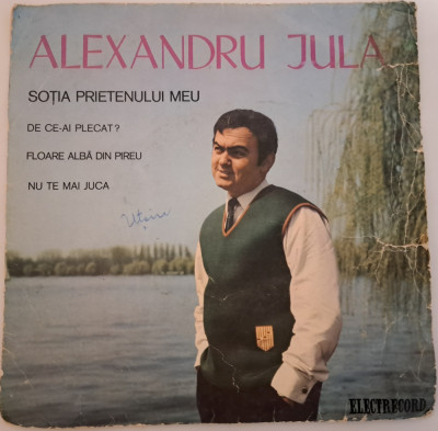 Disc Vinil Alexandru Jula - Soția Prietenului Meu -Electrecor- EDC 974 foto