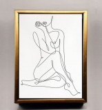 Tablou pictat manual ulei panza alb negru Tablou inramat Tablou femeie nud 50x70