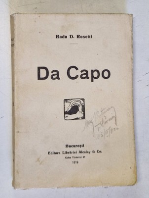 DA CAPO - versuri de RADU D. ROSETTI , 1919 foto