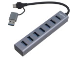 Hub USB LOGILINK cu 7 porturi USB A și USB C, soclu și mufă