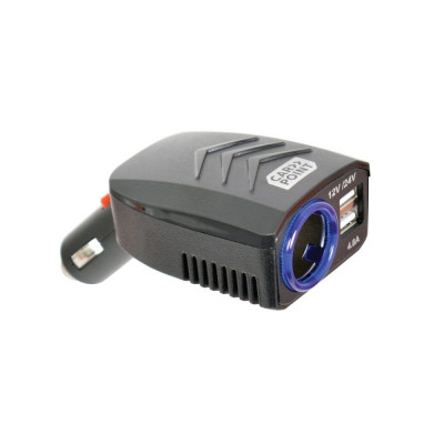 Incarcator auto Carpoint pentru USB de la priza auto 12V/24V, tensiune iesire 5V DC cu 2 iesiri USB de 4.8A, culoare negru Kft Auto foto