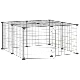 Cumpara ieftin Cusca animale de companie cu usa 12 panouri negru 70x70x35 cm otel
