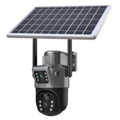 Camera Supraveghere Gri DUBLA 2 Ecrane Diferite cu Panou Solar si WIFI