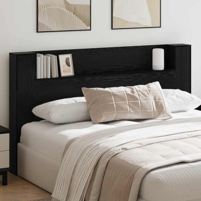 vidaXL Tablă de pat cu sertar cu raft Stejar negru 180 x 17 x 104.5 cm 879635 foto