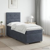 Cumpara ieftin Pat boxspring cu saltea Gri inchis 80 x 200 cm Catifea