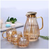Set Carafa1.5 L si 4 Cani din sticla Borosilicata, GOLDIE