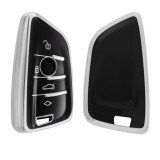Protectie / Husa cheie auto BMW 4 butoane Seria G Negru-Argintiu
