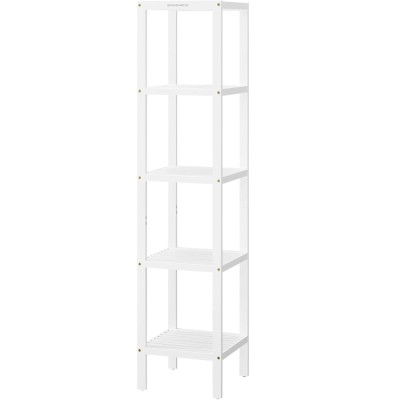 SONGMICS Etajera bambus 5 niveluri, raft multifunctional pentru baie sau bucatarie, 33x33x146 cm, alb Household NewTrend foto
