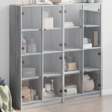 vidaXL Bibliotecă cu uși gri sonoma 136x37x142 cm lemn compozit