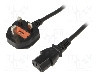 Cablu alimentare AC, 1.8m, 3 fire, culoare negru, BS 1363 (G) mufa, IEC C13 mama, SUNNY - C13G18