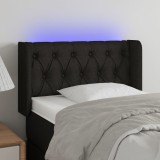 Cumpara ieftin Tăblie de pat cu LED, negru, 83x16x78/88 cm, textil