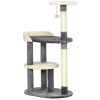 Ansamblu Joaca Pisici ART Gri/Bej 105cm cu Platforme, Ciucure, Sisal. Stabilitate &amp; Relaxare. Max 5kg