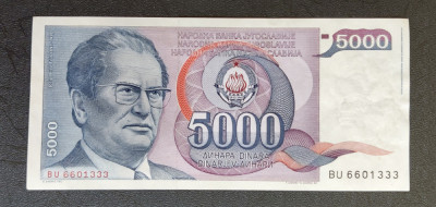Iugoslavia - 5000 Dinari / dinara (1985) sBU660 foto