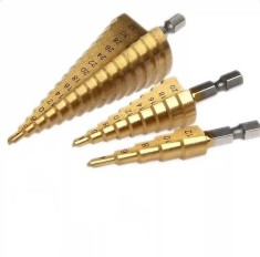 Set 3 x Burghiu Conic Metal In Trepte, Spiral Conic 4-32 mm