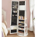 SONGMICS Oglinda de podea cu suport rotativ la 360&deg;, cu spatiu de depozitare, 55x55x161cm, alb cenusiu Household NewTrend