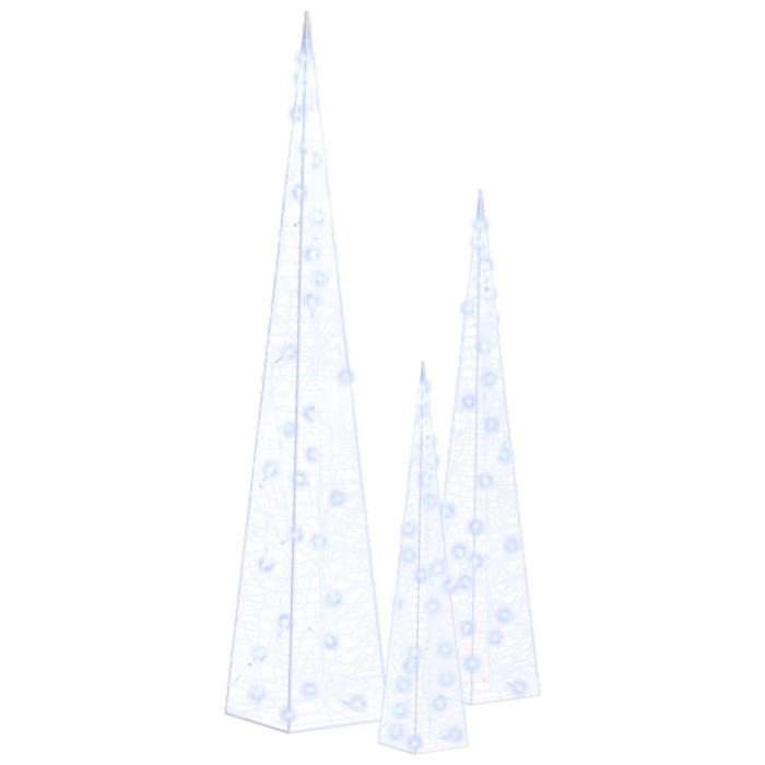 Set conuri decorative cu LED-uri albastru 30/45/60 cm acrilic