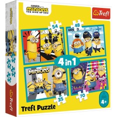 PUZZLE TREFL MINIONS 4IN1 LUMEA FERICITA A MINIONILOR