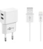 Incarcator dual Apple Lightning USB 2.4A 12W 1m alb Goobay