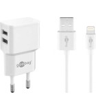 Incarcator dual Apple Lightning USB 2.4A 12W 1m alb Goobay