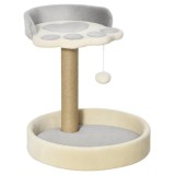 PawHut Copac de Zg&acirc;riat pentru Pisici, 5kg, cu Pătuțuri și Minge, Plus și Fr&acirc;nghie de Iută, 41x41x44 cm, Gri și Bej | Aosom Romania