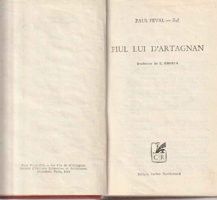 PAUL FEVAL - FIUL LUI D'ARTAGNAN ( RELEGATA - CARTONATA )