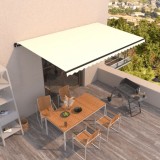 vidaXL Copertină retractabilă manual, crem, 500x300 cm