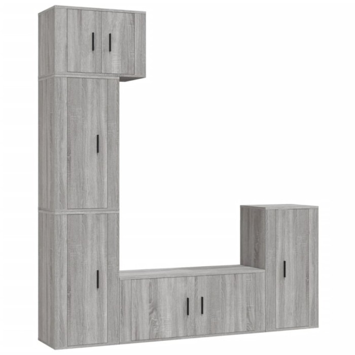 Set dulapuri TV, 5 piese, gri sonoma, lemn prelucrat