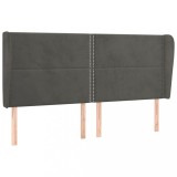 Cumpara ieftin Tablie de pat cu aripioare gri inchis 203x23x118/128 cm catifea