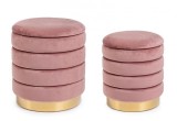 Cumpara ieftin Set 2 tabureti catifea roz 36x38 cm, 40x44 cm