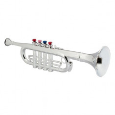 Instrument muzical de jucarie, model trompeta , argintiu, 37,5&amp;amp;#215;9,5 cm foto