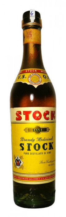 4 -BRANDY stock VSOP, MEDICINAL, puro distillato di vino, ani 60/70 CL. 75 gr 40