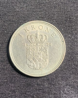 Moneda 1 coroana 1971 Danemarca foto
