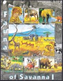 DB1 Fauna Africana Savana Kyrgysztan Lei Elefanti Rinoceri Antilope MS I MNH ndt, Nestampilat