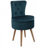 Scaun Living cu Depozitare Lemn si Catifea Verde 43x79cm Grunberg TB99