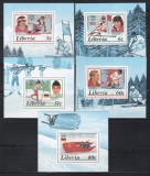 Liberia 1987 - J. O. de iarnă - Calgary - Medaliați la Jocurile Olimpice de iarnă din 1984 de la Sarajevo, 5 Colite SOUVENIR, MNH