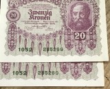 BNKSTR Lot 2 Bancnote Austro-Ungaria 10 Coroane 1915 - Serii Consecutive - Zehn Kronen