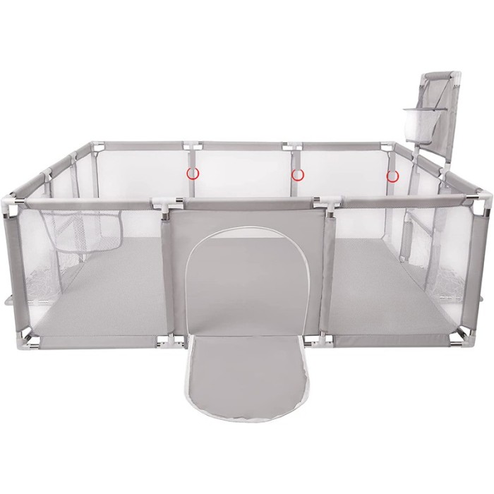 Tarc loc de joaca XXL pentru copii sau bebe, material textil, gri, 230x122x62cm Household NewTrend